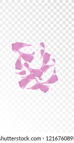 Pink Sakura Petals Falling Down. Isolated Vector illustration of Sakura Petals. Flying Cherry Blossom Background. Design of Greeting or Invitation Card. 
