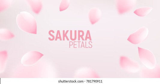 Pétalas de sakura rosa caindo fundo vetor flor. Pétalas românticas de flor de sakura.