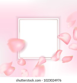Pink sakura or rose falling petals