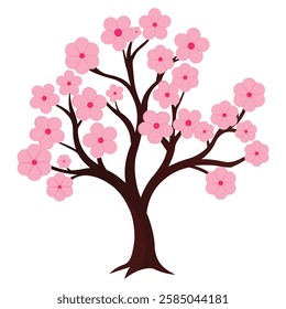 Pink Sakura Tree Displayed on White Background
