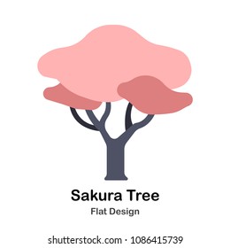 Pink Sakura Tree Flat Illustration