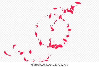 Pink Sakura Vector Transparent Background. Fall Peach Pattern. Delicate Flower Beauty Illustration. Beautiful Spring Cherry Backdrop.