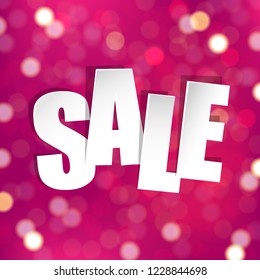 Pink Sale Poster With Gradient Mesh, Vector Illustration