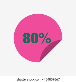 Pink Sale Tag Vector Icon 80 Percent, Tag Sale Vector, Tag Sale Icon