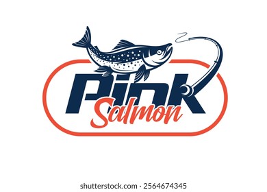 Pink salmon lettering logo, pink salmon logo