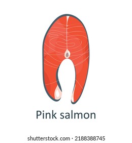 Pink salmon. Vector illustration of a piece of red fish for a print or design.