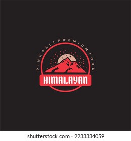 Pink Salt  himalayan vintage mountain logo vector image 