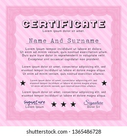 Pink Sample Certificate. Beauty design. With complex linear background. Customizable, Easy to edit and change colors. 