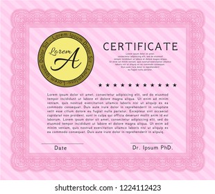 Pink Sample Certificate. With complex linear background. Customizable, Easy to edit and change colors. Superior design. 