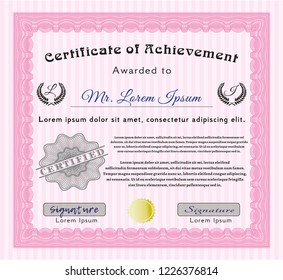 Pink Sample Certificate Easy Print Vector Stock Vector (Royalty Free ...