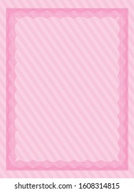 Pink Sample Certificate. Customizable, Easy to edit and change colors. With complex background. Cordial design. 