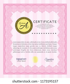 Pink Sample Certificate. Excellent design. With quality background. Detailed. 