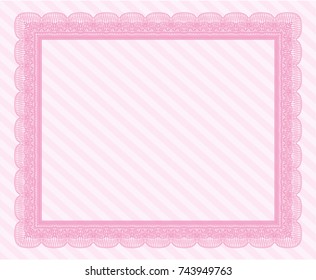 Pink Sample Certificate. With great quality guilloche pattern. Nice design. Customizable, Easy to edit and change colors. 