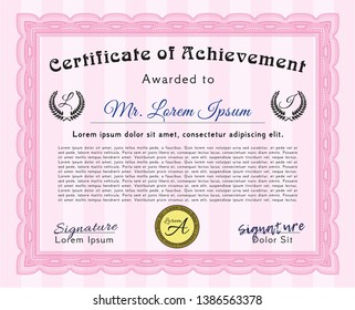 Pink Sample Certificate Linear Background Detailed Stock Vector ...