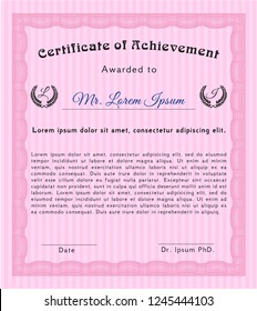 Pink Sample Certificate. Perfect design. With background. Detailed. 