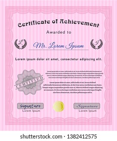 Pink Sample Diploma. Customizable, Easy to edit and change colors. Complex background. Elegant design. 