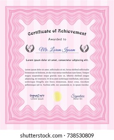 Pink Sample Diploma. Customizable, Easy to edit and change colors. Easy to print. Elegant design. 