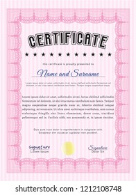 Pink Sample Diploma. Easy to print. Customizable, Easy to edit and change colors. Excellent design. 