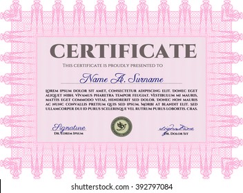 Pink Sample Diploma Linear Background Modern Stock Vector (Royalty Free ...