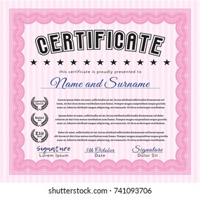 Pink Sample Diploma. Lovely design. Customizable, Easy to edit and change colors. Easy to print. 