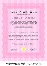 Pink Sample Diploma. Printer friendly. Customizable, Easy to edit and change colors. Lovely design. 