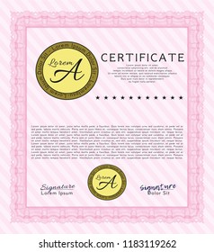 Pink Sample Diploma. With quality background. Customizable, Easy to edit and change colors. Good design. 