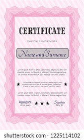 Pink Sample Diploma. With quality background. Detailed. Sophisticated design. 