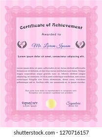 Pink Sample Diploma. Retro design. Customizable, Easy to edit and change colors. With quality background. 