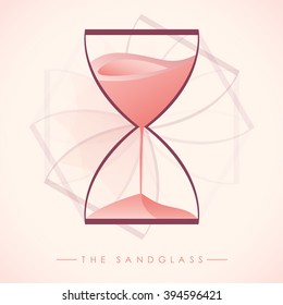 The pink sand glass with transparency of rotation time frame (Long exposure style) on pink background.(EPS10 art vector)