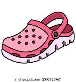 Pink sandal cartoon sticker illustration