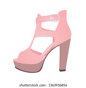 Pink sandal. vector illustration