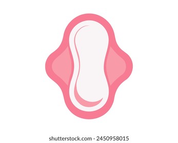 Pink sanitary pad with wings. Vector illustration of a sanitary napkin. Feminine hygiene pad isolated on white background. Concept of menstrual care, personal hygiene, women's health essentials.
