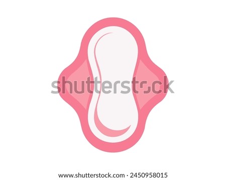 Pink sanitary pad with wings. Vector illustration of a sanitary napkin. Feminine hygiene pad isolated on white background. Concept of menstrual care, personal hygiene, women's health essentials.