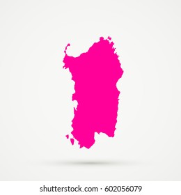 Pink Sardinia Map Illustration