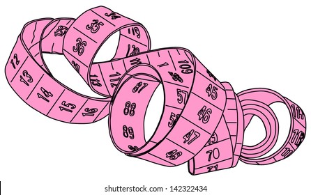 pink sartorial meter with black numbers in hank isolated on white background