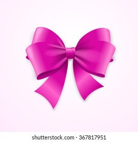 Pink Satin Bow for Gifts. Vector illustration
