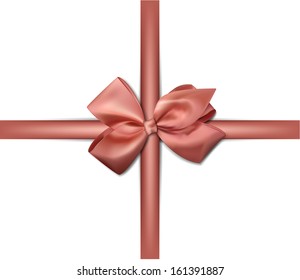 Arco satinado rosado. Cinta vectorial para regalo. Eps10. 