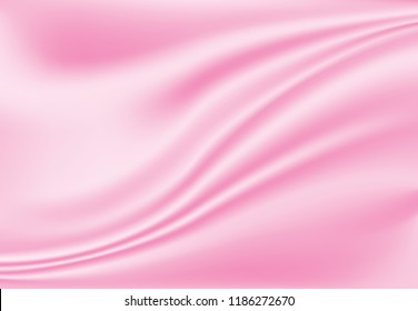 Pink satin drapery background. Silky shiny folded fabric. 