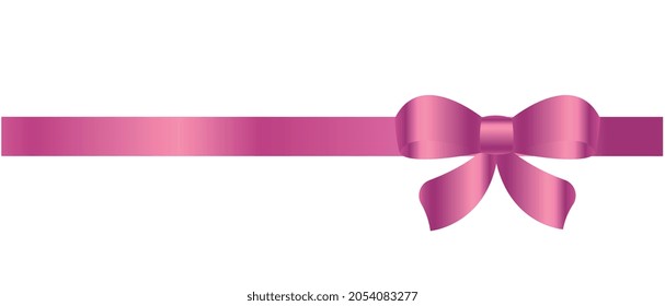 Pink satin ribbon with bow vector.
