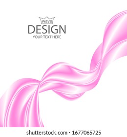 Pink satin wave on a white background. Soft background for brochures, flyers, banners, presentations.