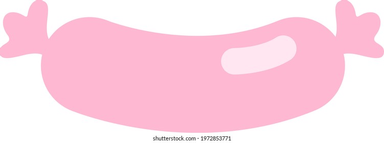 Pink sausage, icon illustration, vector on white background