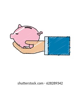 pink save pig in the hand