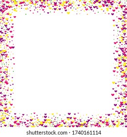 Pink Save Round Wallpaper. Yellow Little Texture. Purple Confetti Valentines. Red Event Frame.