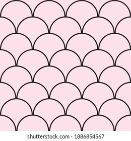 Pink scales seamless background. Pink pattern. Fish sclaes, mermaid. Pink and black simple design.