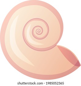 Pink scallop seashell. Beach clipart,ocean element concept. Stock vector illustration isolated on white background in flat cartoon style