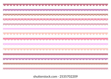 Pink Scalloped Paper Frame Or Border Divider Collection Isolated