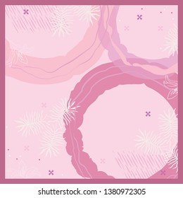 Pink scarf design pattern with floral element
