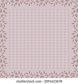 pink scarf with leaf border design