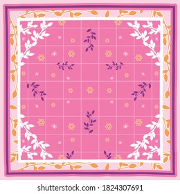Pink scarf pattern design with leaf