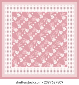 Patrón de bufanda rosa con motivos florales. Diseño hijab